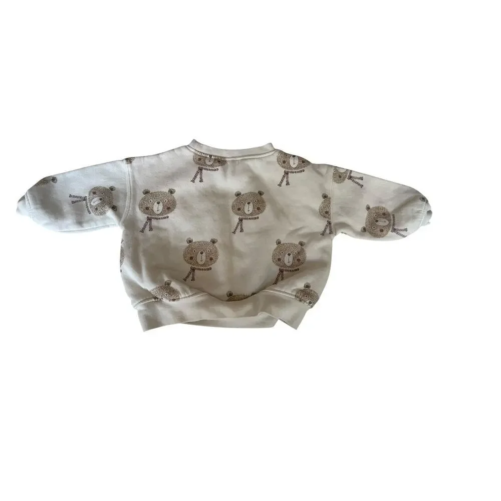 Rylee + Cru Baby Beige Bears Relaxed Sweatshirt Size 6-12 M